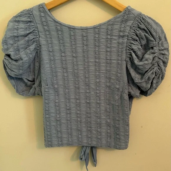 Free People Star Struck Light Blue Open Back Top - Picture 4 of 7